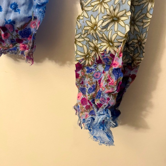 Blue Floral Scarf - Picture 2 of 5